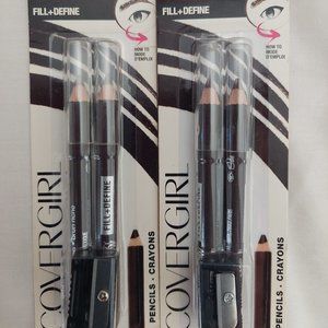 2 COVERGIRL RICH BROWN Easy Breezy Eyebrow Fill Define Pencils Crayon #505